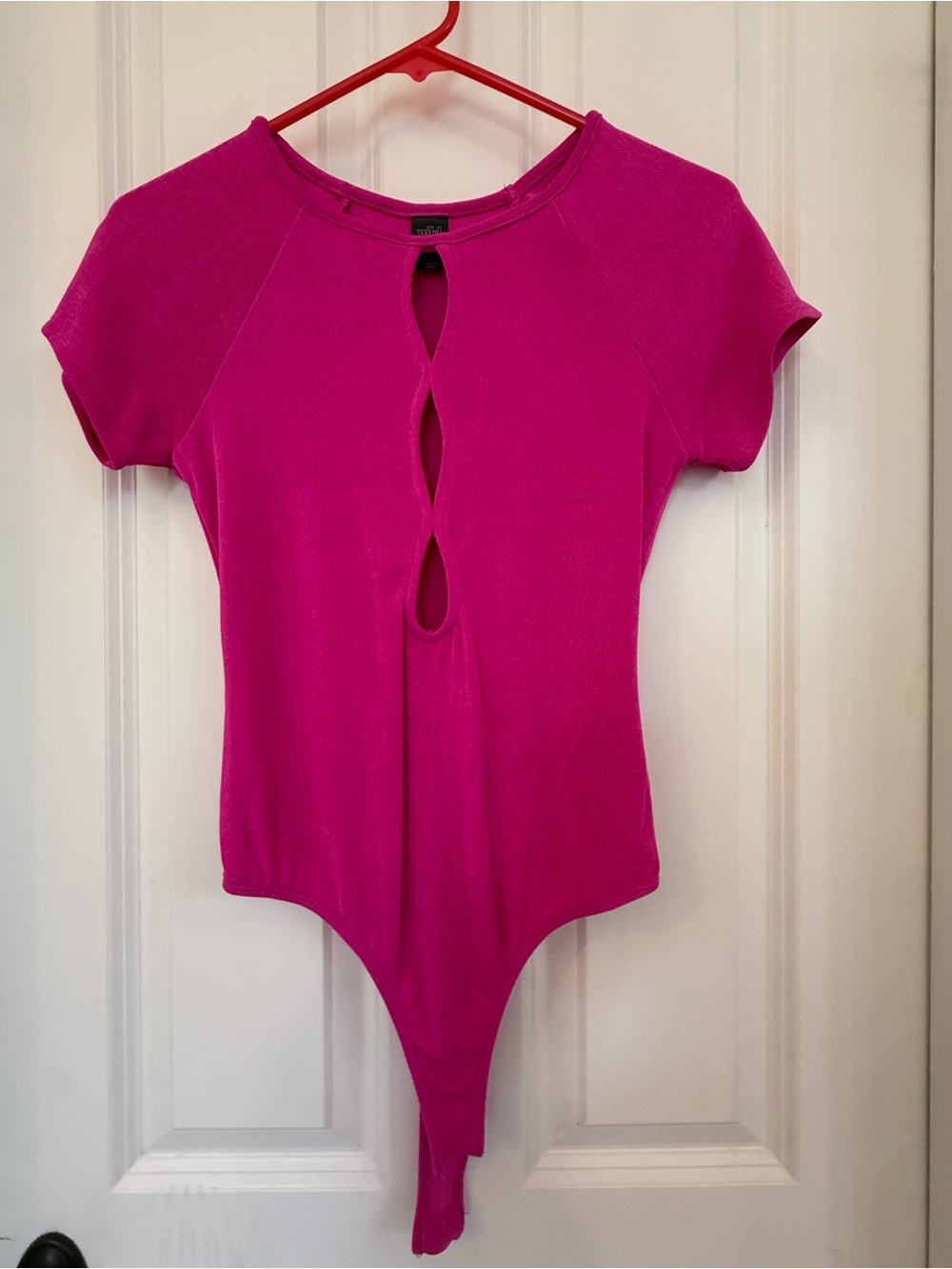 3/$30 Women's Fuchsia Keyhole Short-Sleeve Bodysuit